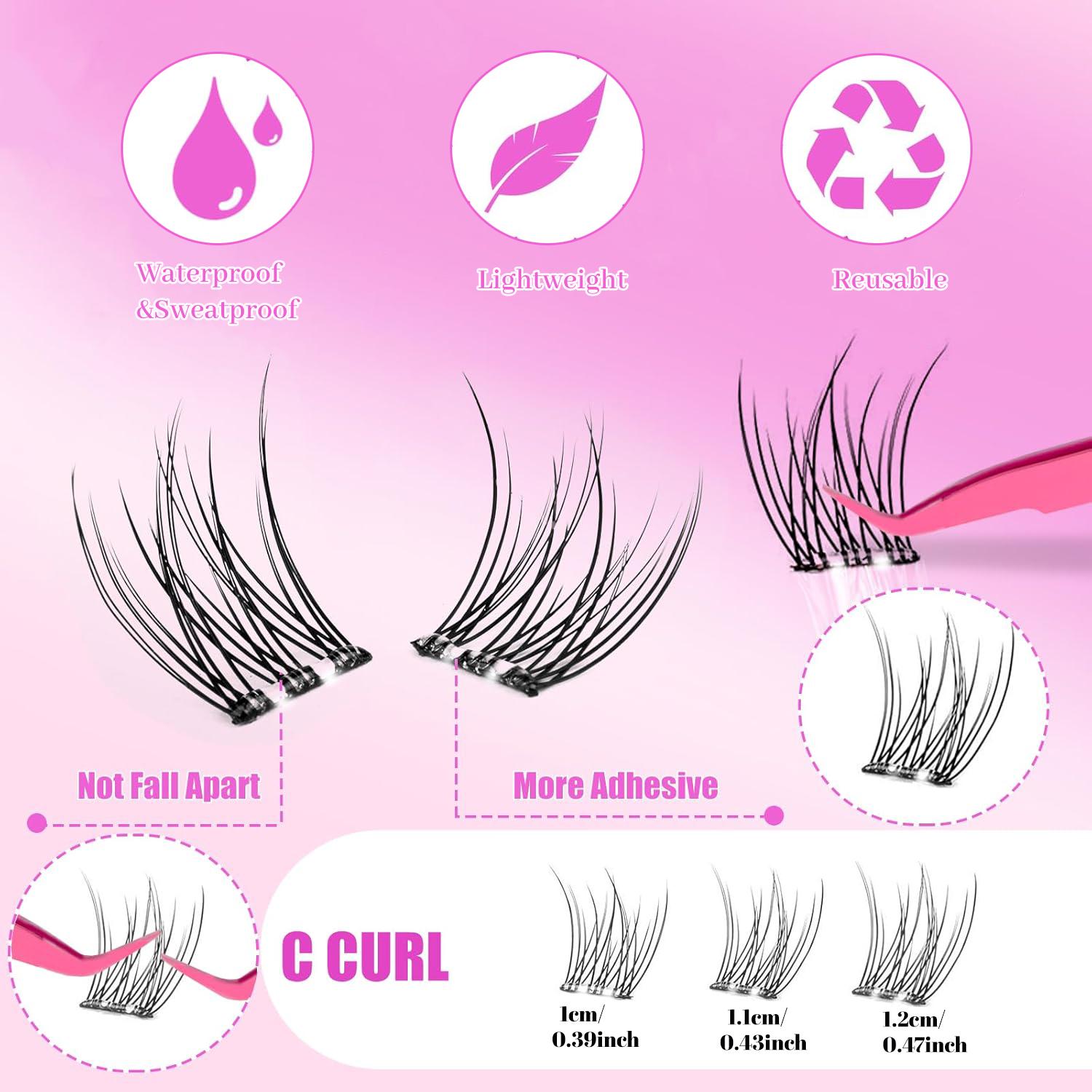 Self-Adhesive False Eyelashes  - Eyelash Extension C Curl recensione e prezzo