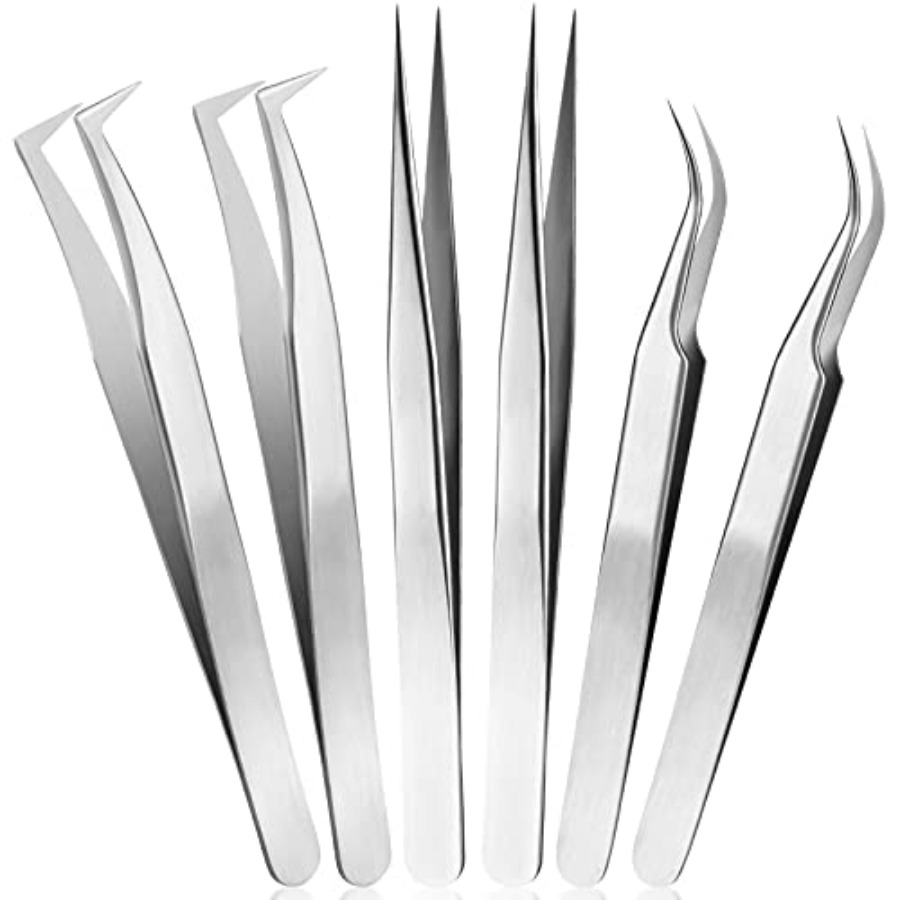 6 Pcs Tweezers for Eyelash Ext - Isolation Tweezer Curved recensione e prezzo